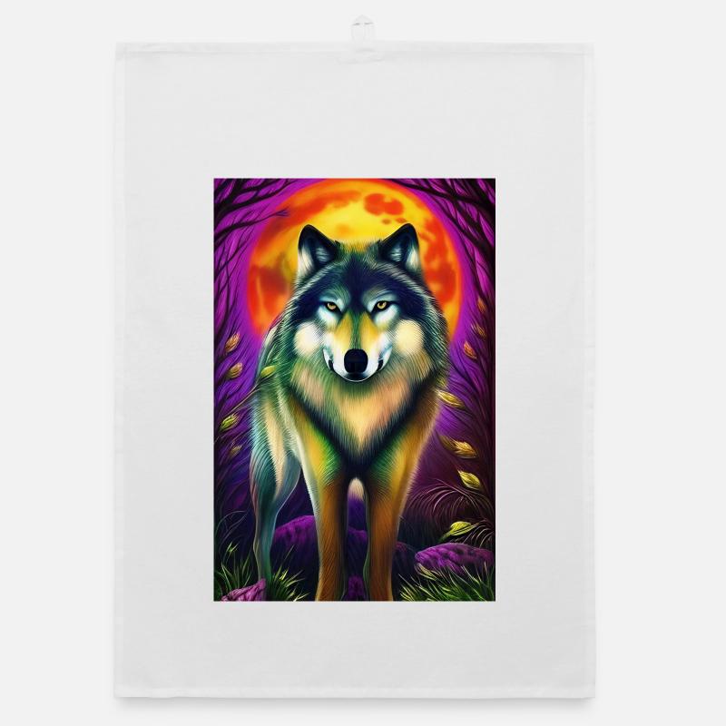 Wolf und Mond Organic Geschirrtuch