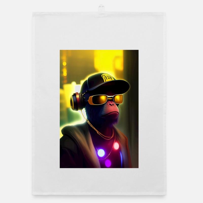 Cooler Affe mit Sonnenbrille Organic Geschirrtuch