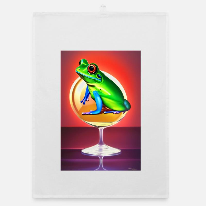 Frog on glass Organic dish towel
