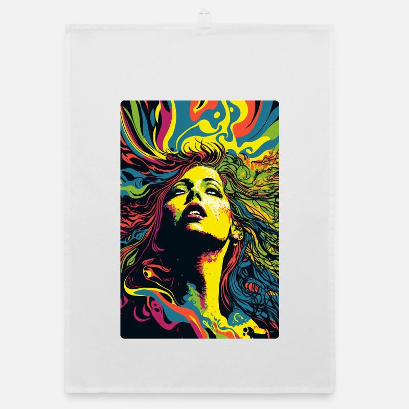 Auf der Bühne in den 70ern -2- Psychedelic Art Organic Geschirrtuch