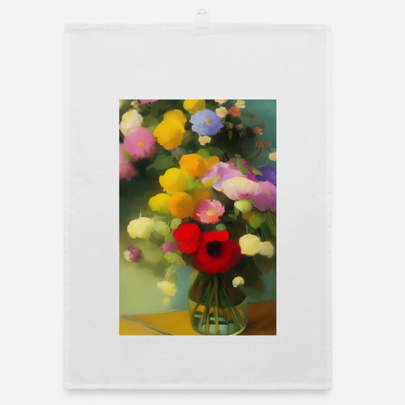 Fleurs et papillon Torchon bio