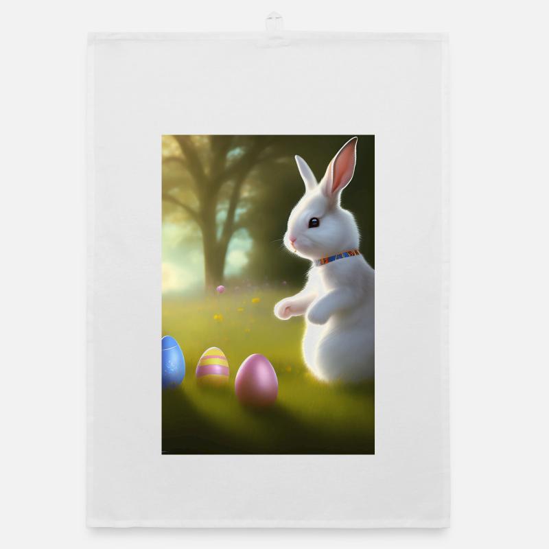 Lapin de Pâques avec œufs de Pâques Torchon bio