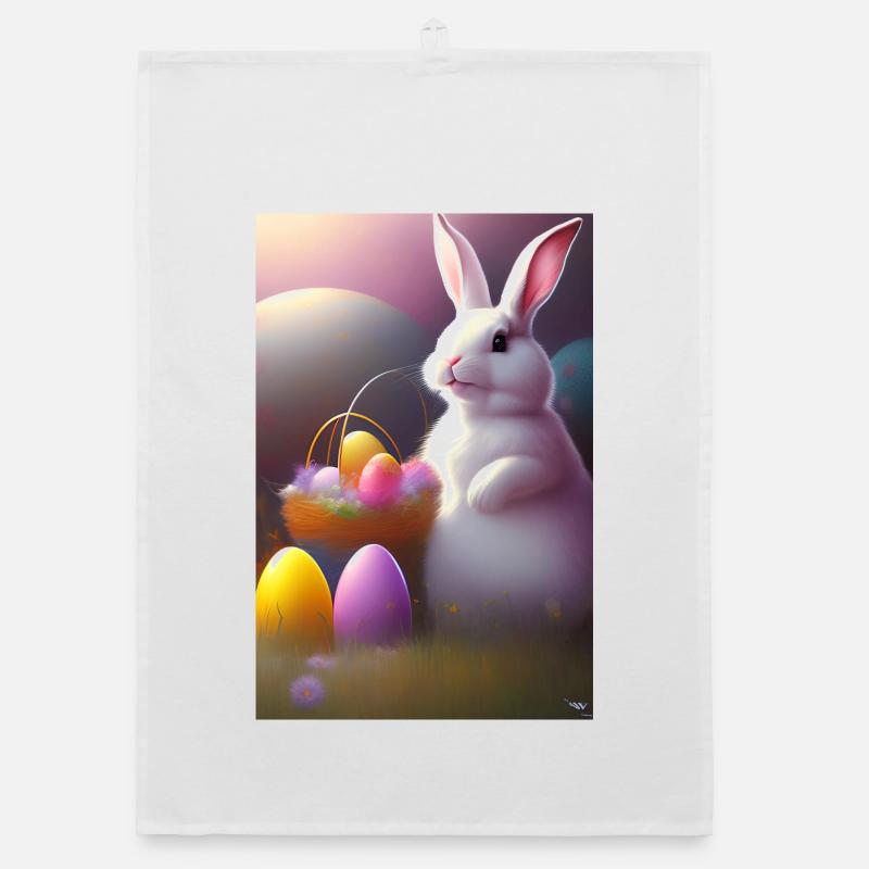 Lapin de Pâques avec œufs de Pâques Torchon bio