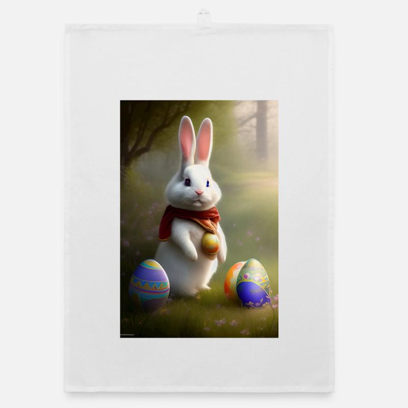 Lapin de Pâques avec œufs de Pâques Torchon bio