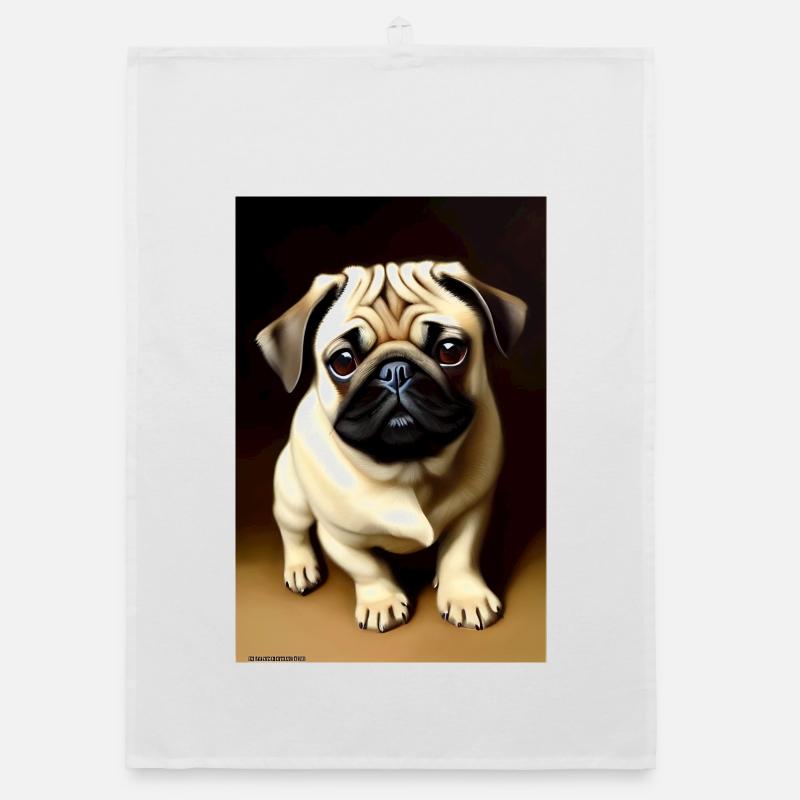 Mops Hund Organic Geschirrtuch