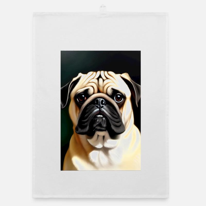 Mops Hund Organic Geschirrtuch