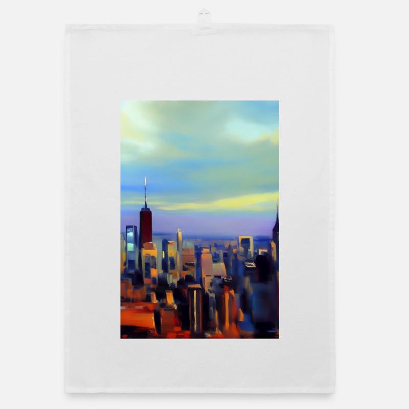 New York City Skyline - Organic Geschirrtuch - Weiß