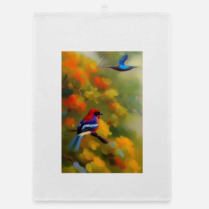 Vogel auf Ast Organic Geschirrtuch