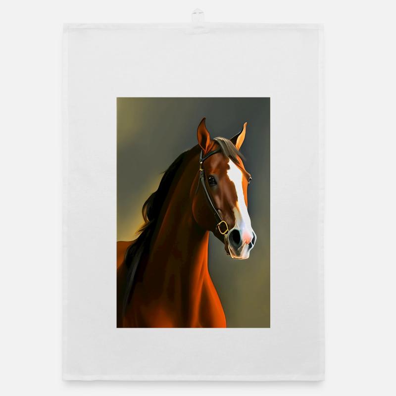 Pferdekopf Öl Malerei Organic Geschirrtuch