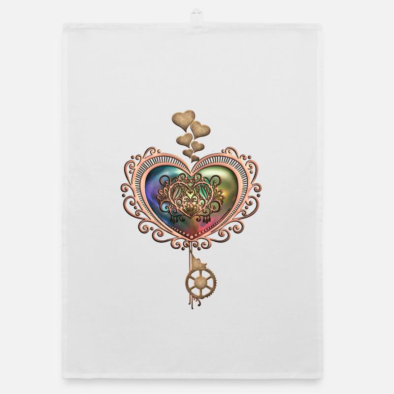 Romantisches Steampunk-Herz Organic Geschirrtuch