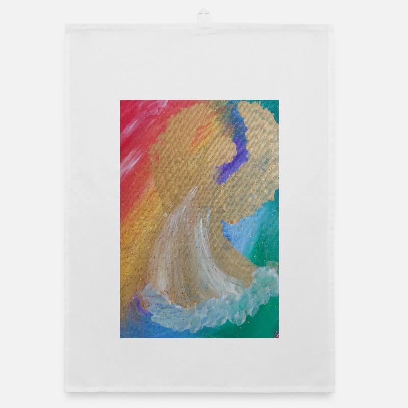 Regenbogenengel - Engel des Einklangs - Engelbild Organic Geschirrtuch