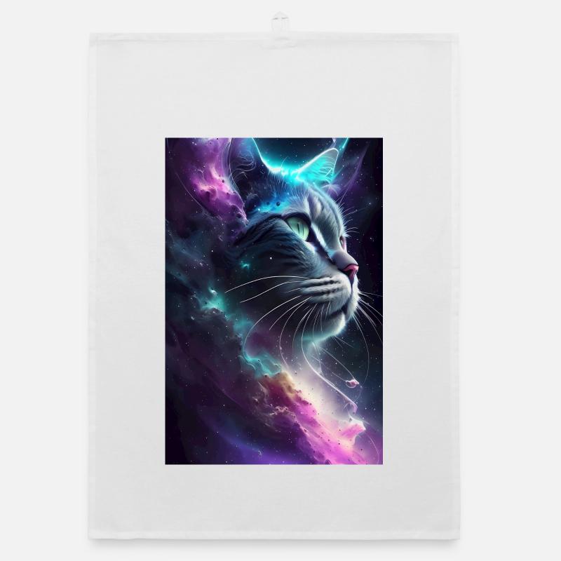 Cat in space Organic dish towel
