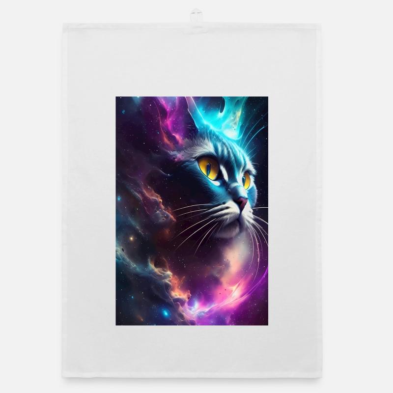 Cat in space Organic dish towel