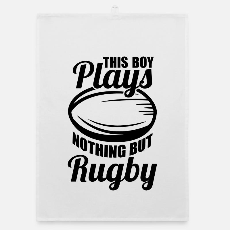 This boy doesn't play anything but rugby Organic dish towel
