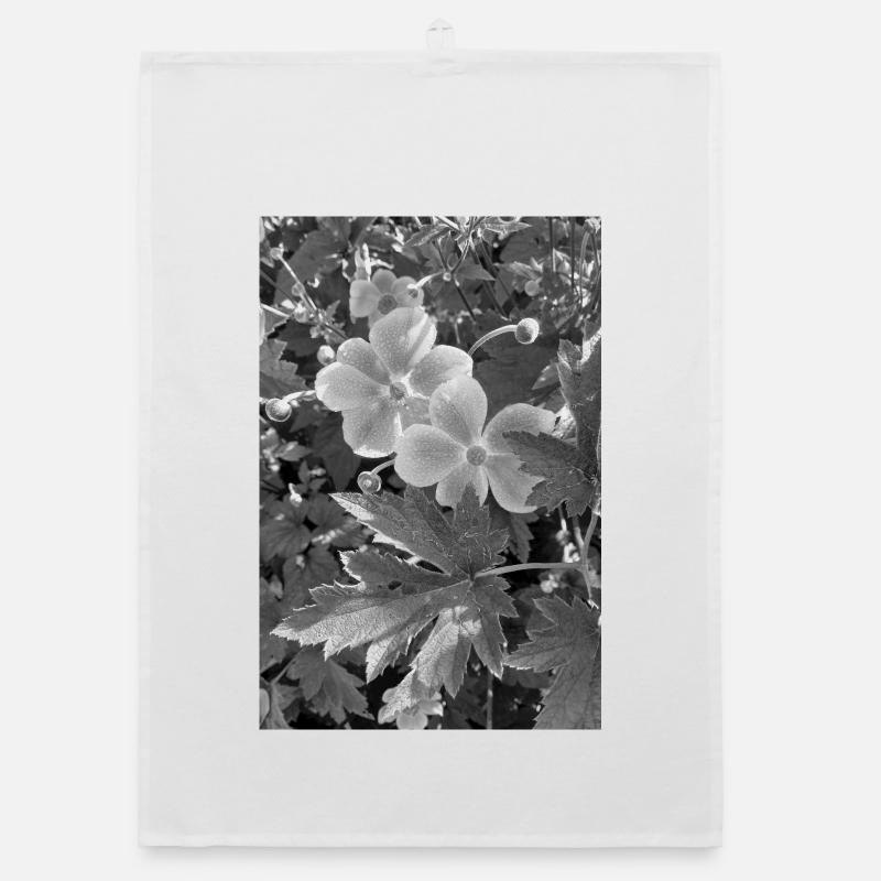 ANÉMONES D’AUTOMNE noir/blanc Torchon bio
