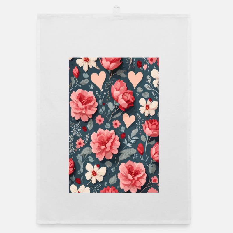 Rosen mit Herzen Organic Geschirrtuch