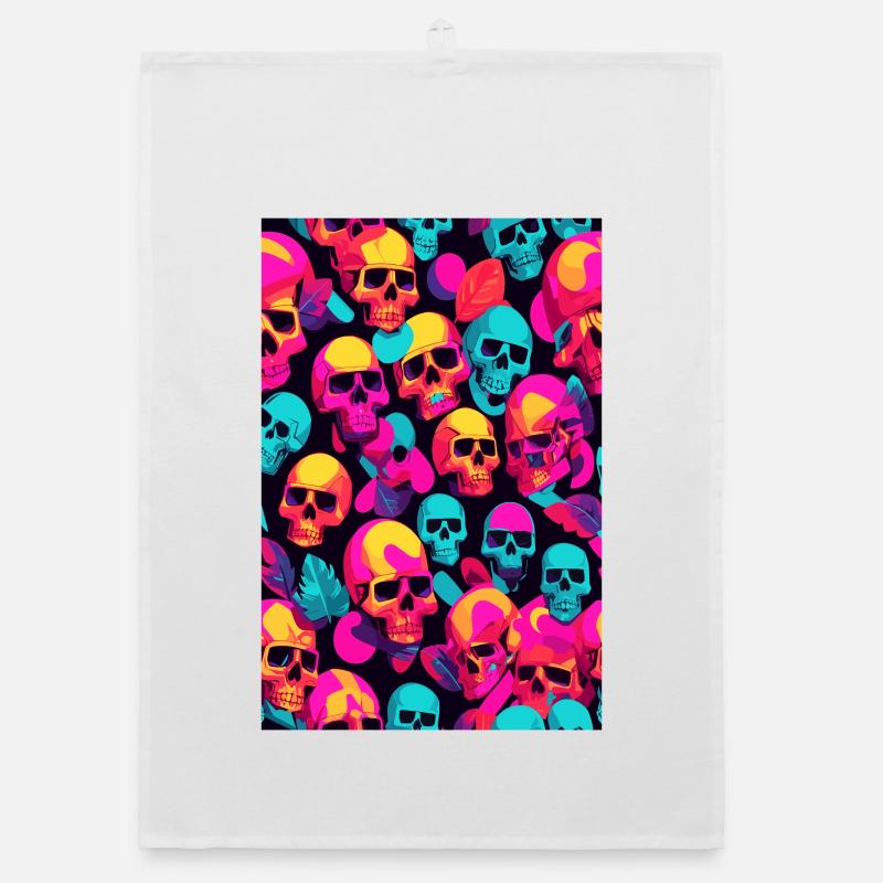 Neon Skulls Organic dish towel