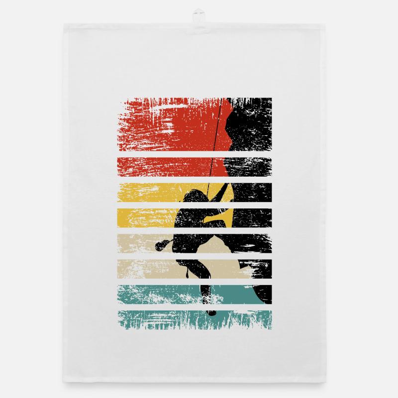Climber on Sunset Stripes Organic dish towel