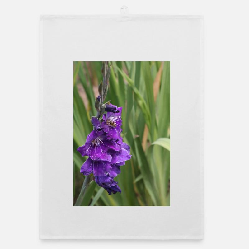 Glaïeul – amidon en fleurs - Torchon bio - blanc