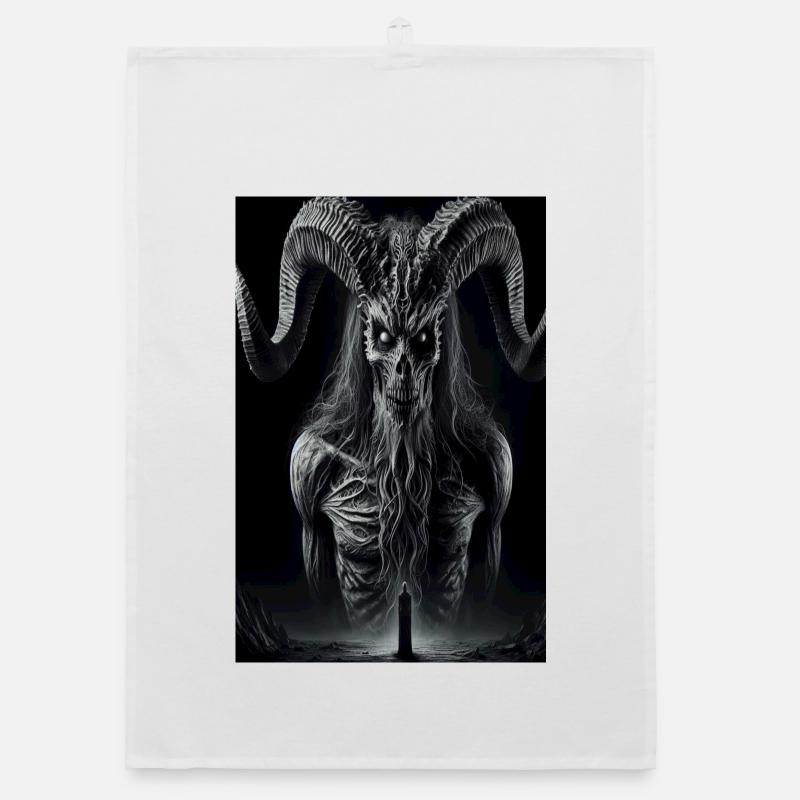 Demonic Horned Guardian Organic dish towel