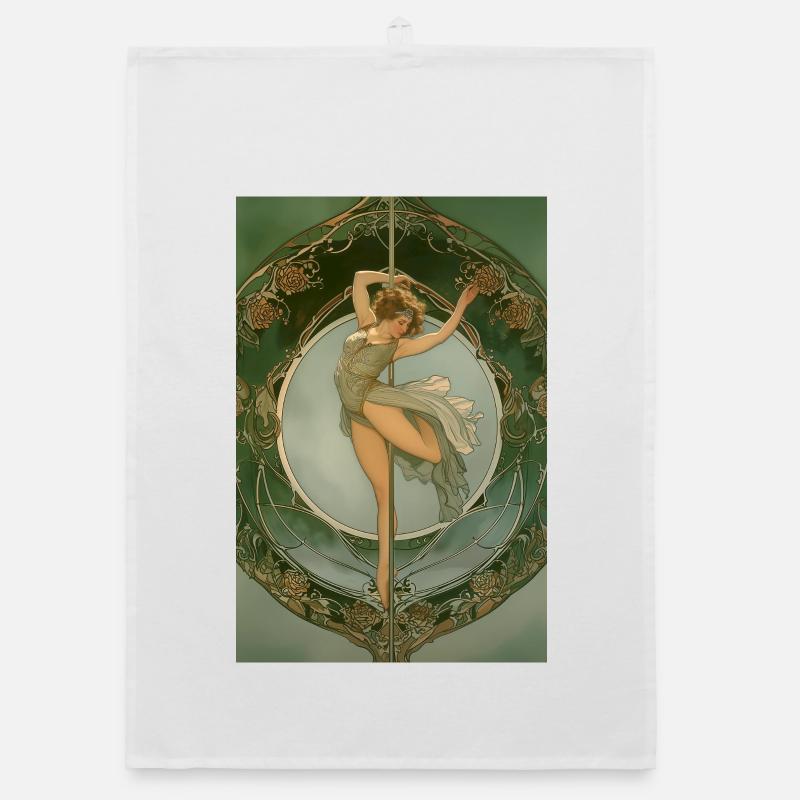 Jugendstil Poledancerin Organic Geschirrtuch