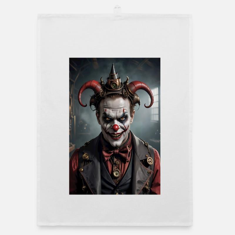 Steampunk Devil Clown Organic dish towel