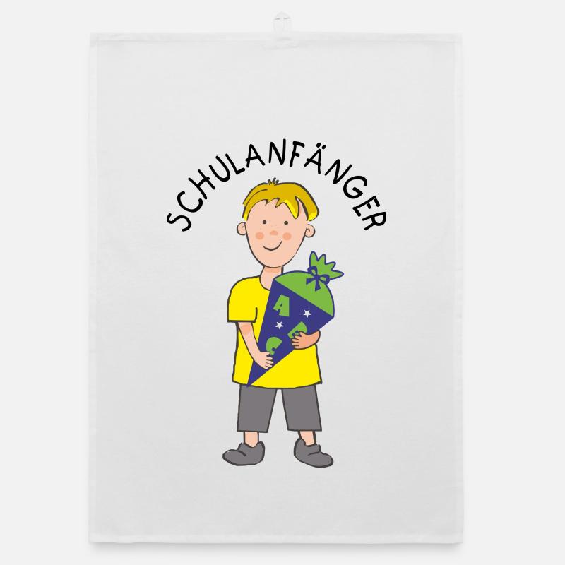 School Beginners - Boy with ABC Sugar Cone Organic dish towel
