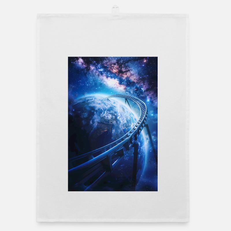 Roller Coaster Earth World Planet Space Galaxy Organic dish towel
