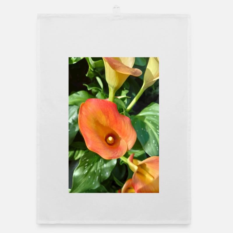 Orange Calla Blütenzauber Organic Geschirrtuch