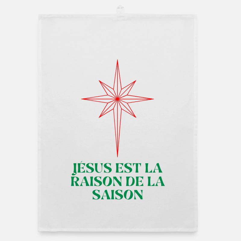 Étoile de Noël avec citation religieuse Torchon bio
