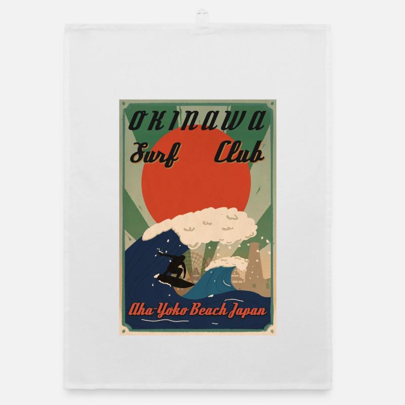 Retro Okinawa Poster - Organic Geschirrtuch - Weiß