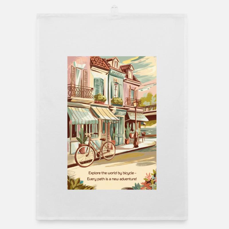 Explorez le monde à vélo Torchon bio