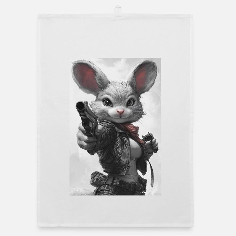 Lapin d’action en veste en cuir Torchon bio