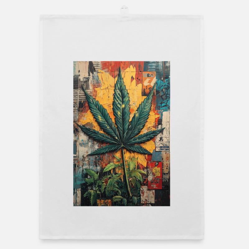 Graffiti Hemp Leaf Wall Art Organic dish towel