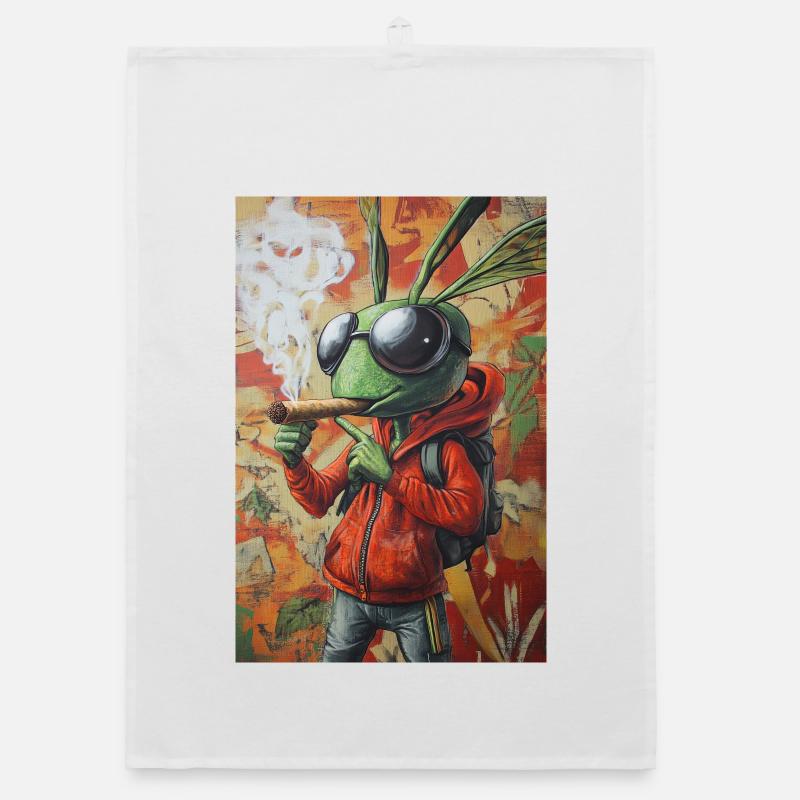 Graffiti-Bug im Hoodie Organic Geschirrtuch