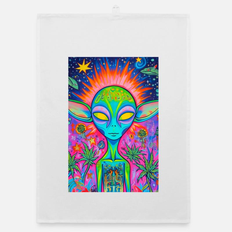Jardin néon extraterrestre psychédélique Torchon bio