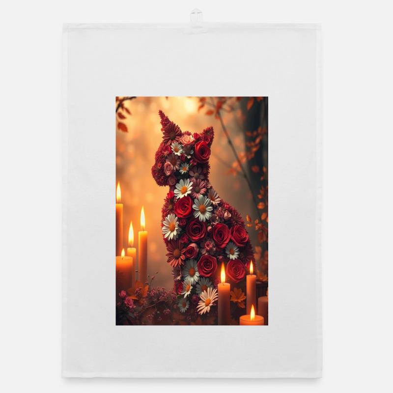 Blumen Katze Organic Geschirrtuch