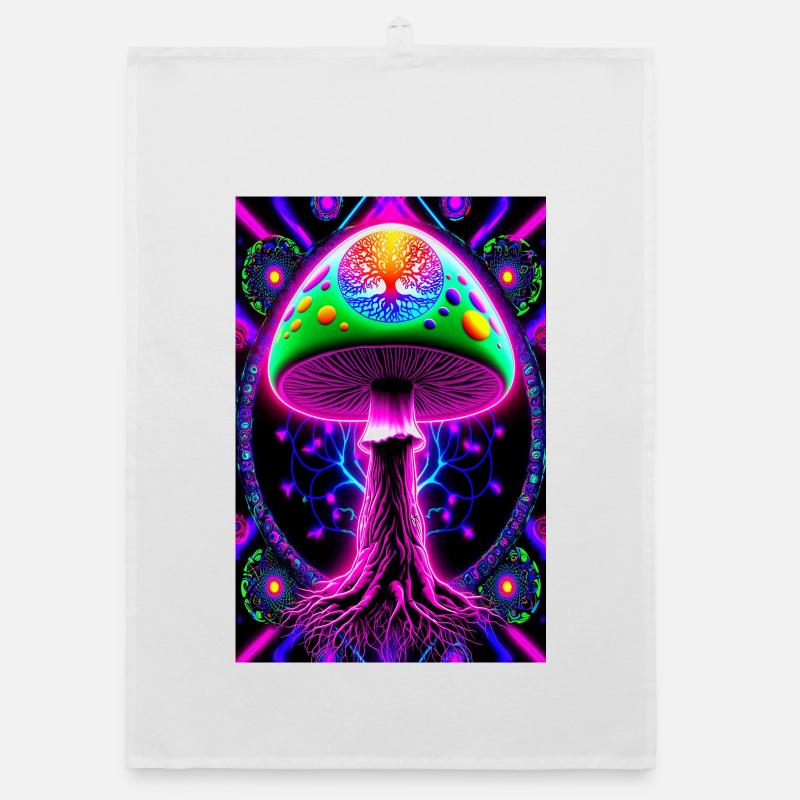 Psychedelic Mushroom Organic dish towel