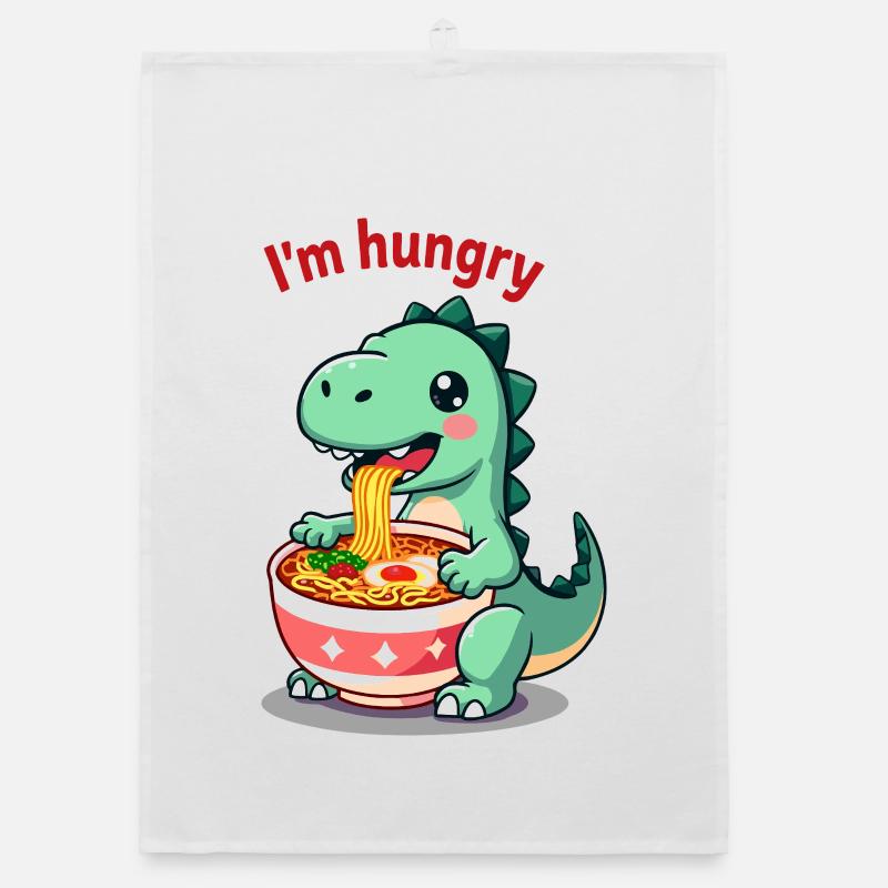 Dinosaure mangeant des ramen dessin animé Torchon bio