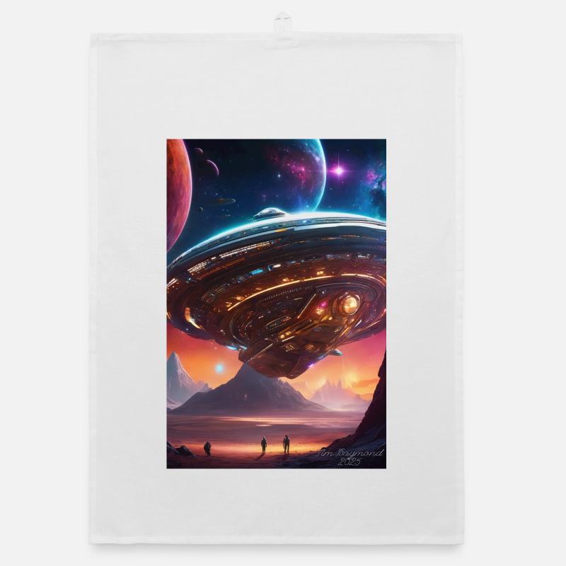 Nebula Liner Over Crimson Valleys Organic dish towel