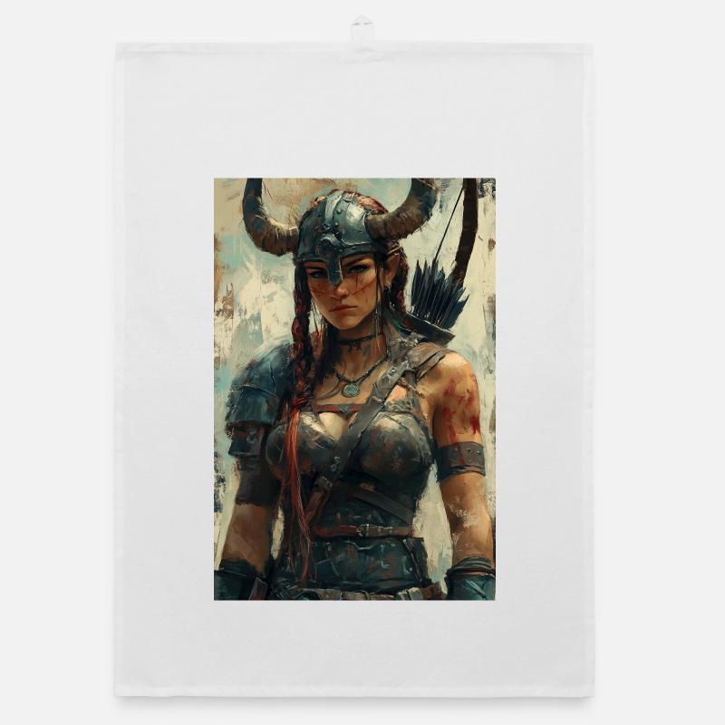 Wikingerfrau Illustration Poster Organic Geschirrtuch