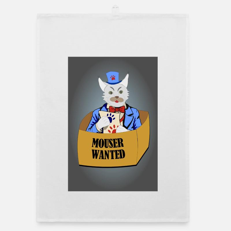 Lustiges Bild mit Katze - Mäusefänger gesucht Organic Geschirrtuch