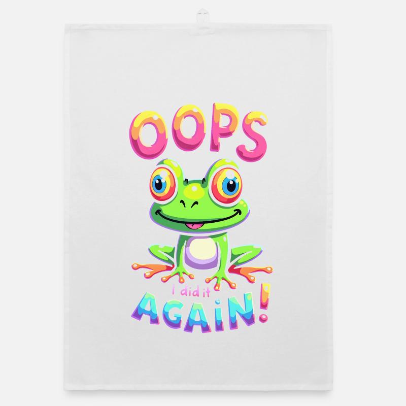 Grenouille colorée avec message optimiste - Torchon bio - blanc