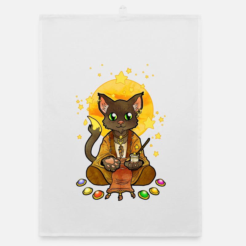 Saint Cat Illustration Organic dish towel