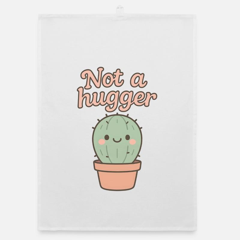 Not a Hugger – Kaktus mit Charakter - Organic Geschirrtuch - Weiß