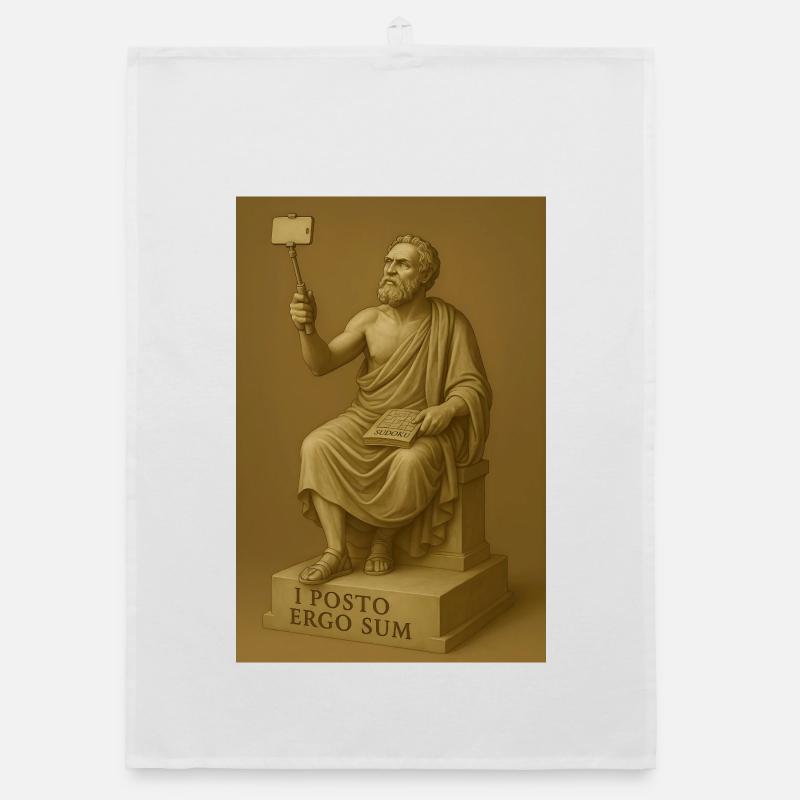 Ancient Philosophy Selfie Statue Organic dish towel