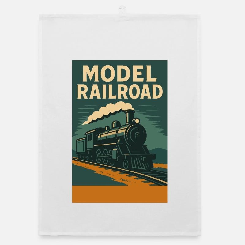 Model Train Illustration Organic dish towel