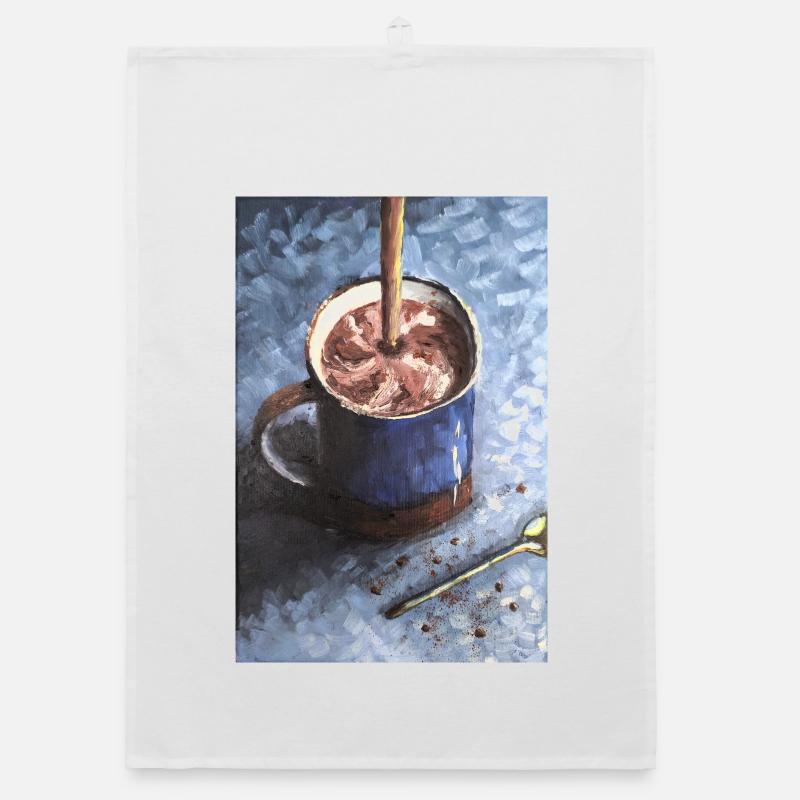 Coffee Choco Mug with Swirling Cocoa Art Organic dish towel