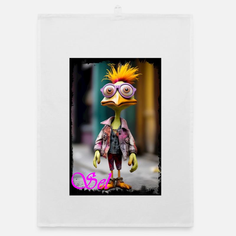 Excellent bird doll with nerd style Organic dish towel