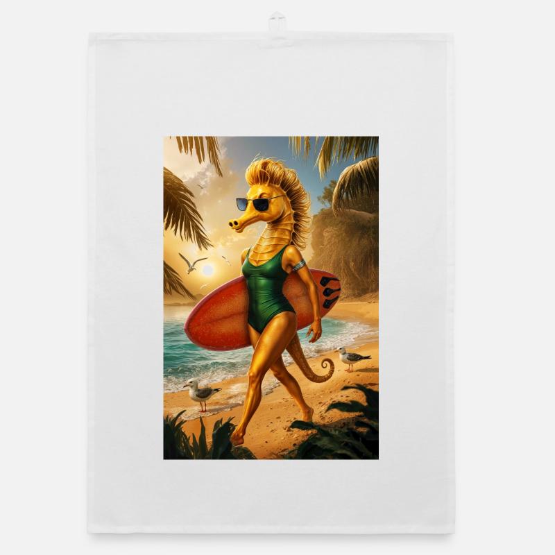 Surfeur Humanoïde Hippocampe Torchon bio